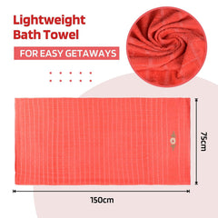 Kuber Industries Rectangle Super Absorbent Bath Towel 1000 Gsm | Soft & Comfortable Swimming & Bathing Towels | Gold Flower (Orange)- Pack Of 2