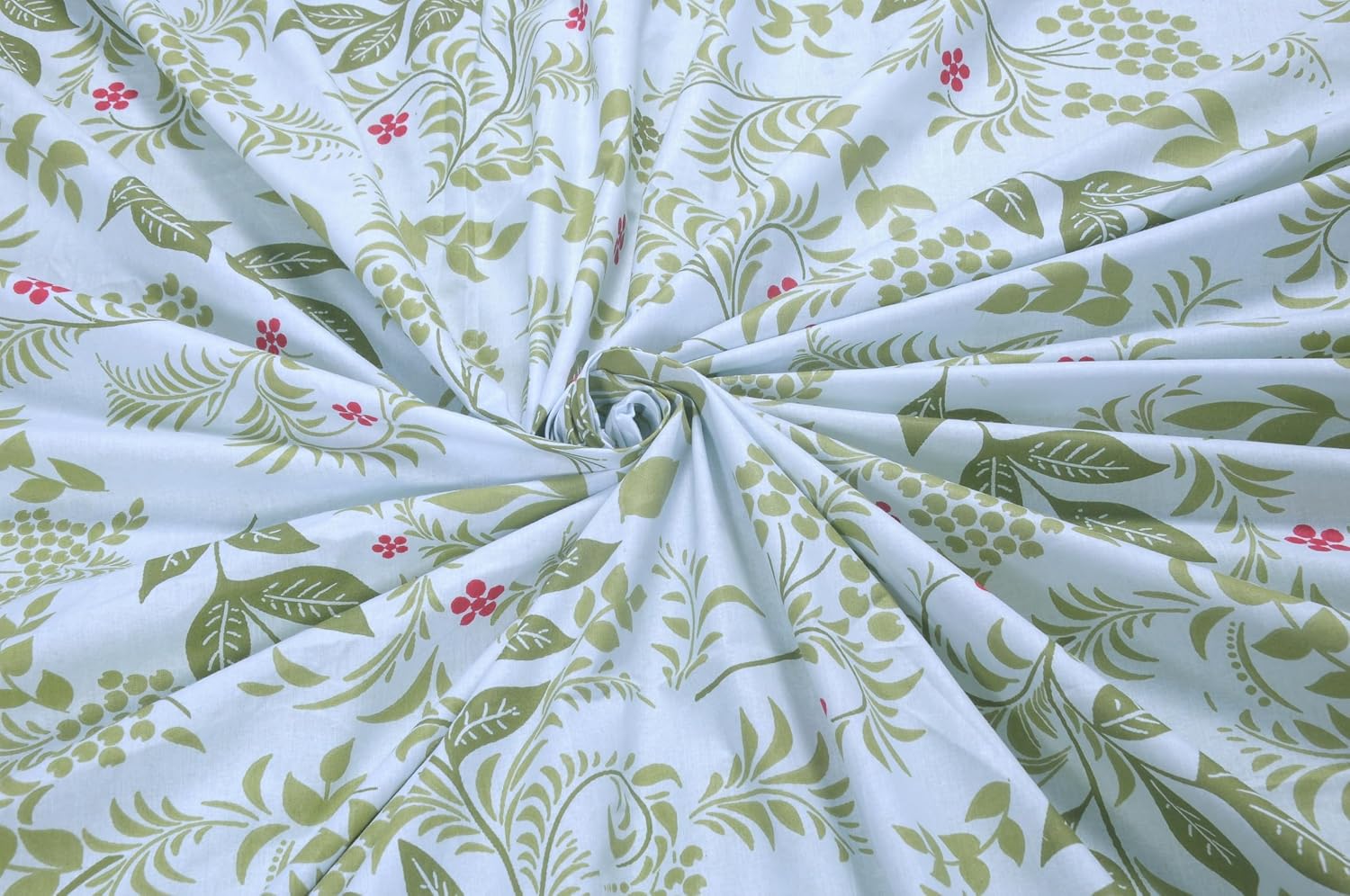 Flat Double Bedsheet With 2 Pillow Covers | Queen Size - 88 X 96 Inches, Light Green & White | Durable & Long Lasting Bedsheet