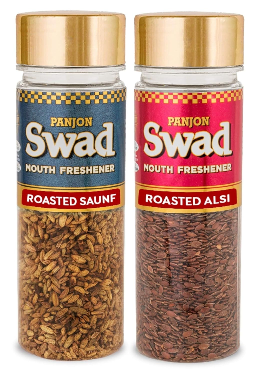 Panjon Swad Roasted Saunf & Roasted Alsi Mouth Fresheners 340gm, (170gm *2 Bottles)