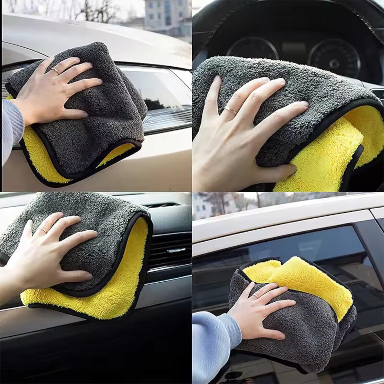 Detachi Dual Sided Microfiber Cloth 250 Gsm | Thick Lint & Streak-Free Multipurpose Cloths | Absorbent Extra Thick Plush Towel For Cleaning, Washing & Drying - Dual (1 Pcs)