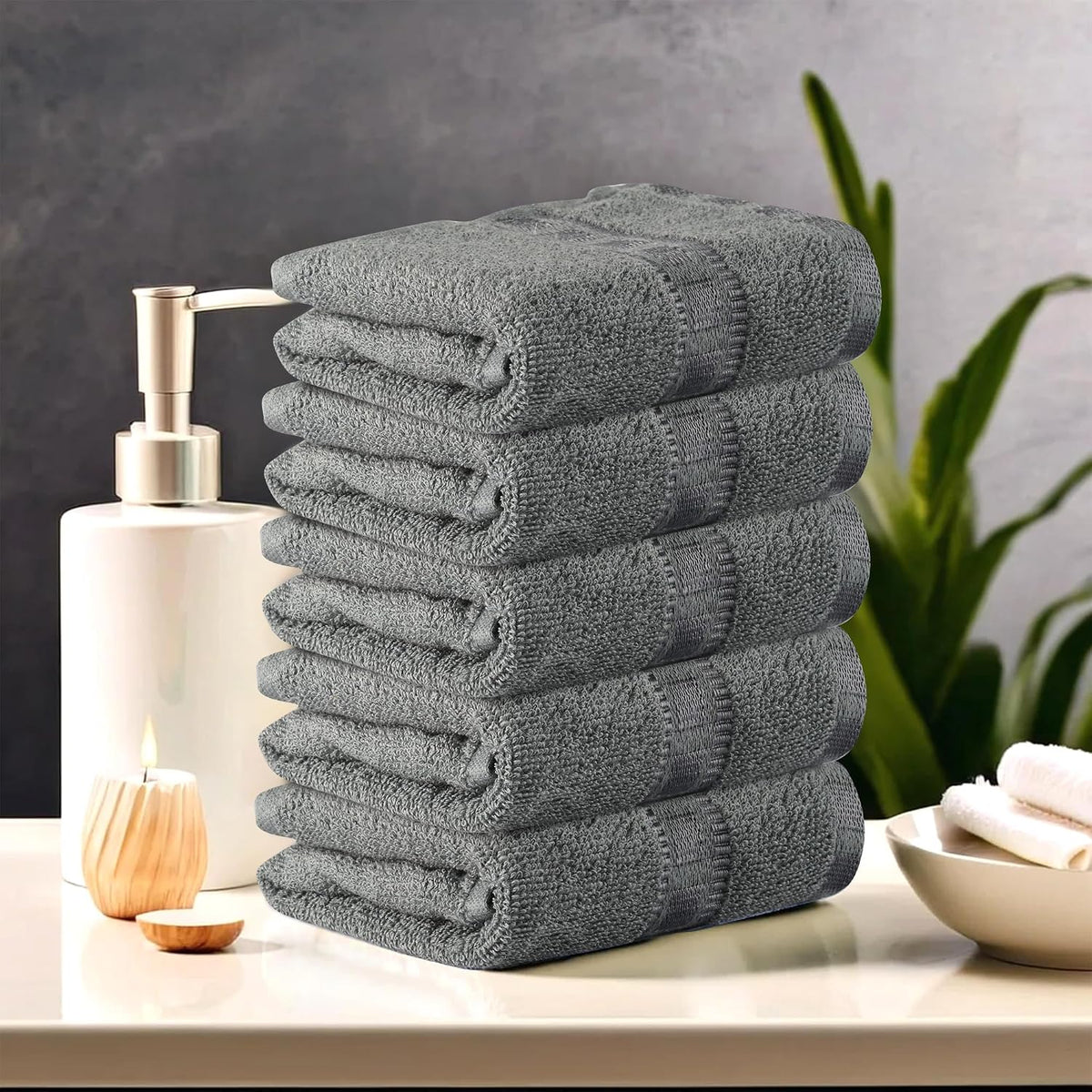 Kuber Industries Cotton Hand & Face Towels 200 Gsm | Easily Washable Workout Gym Napkins For Men - Grey (Pack Of 5)