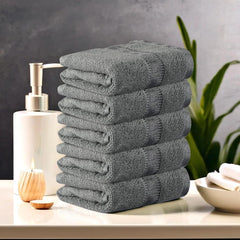 Kuber Industries Cotton Hand & Face Towels 200 Gsm | Easily Washable Workout Gym Napkins For Men - Grey (Pack Of 5)