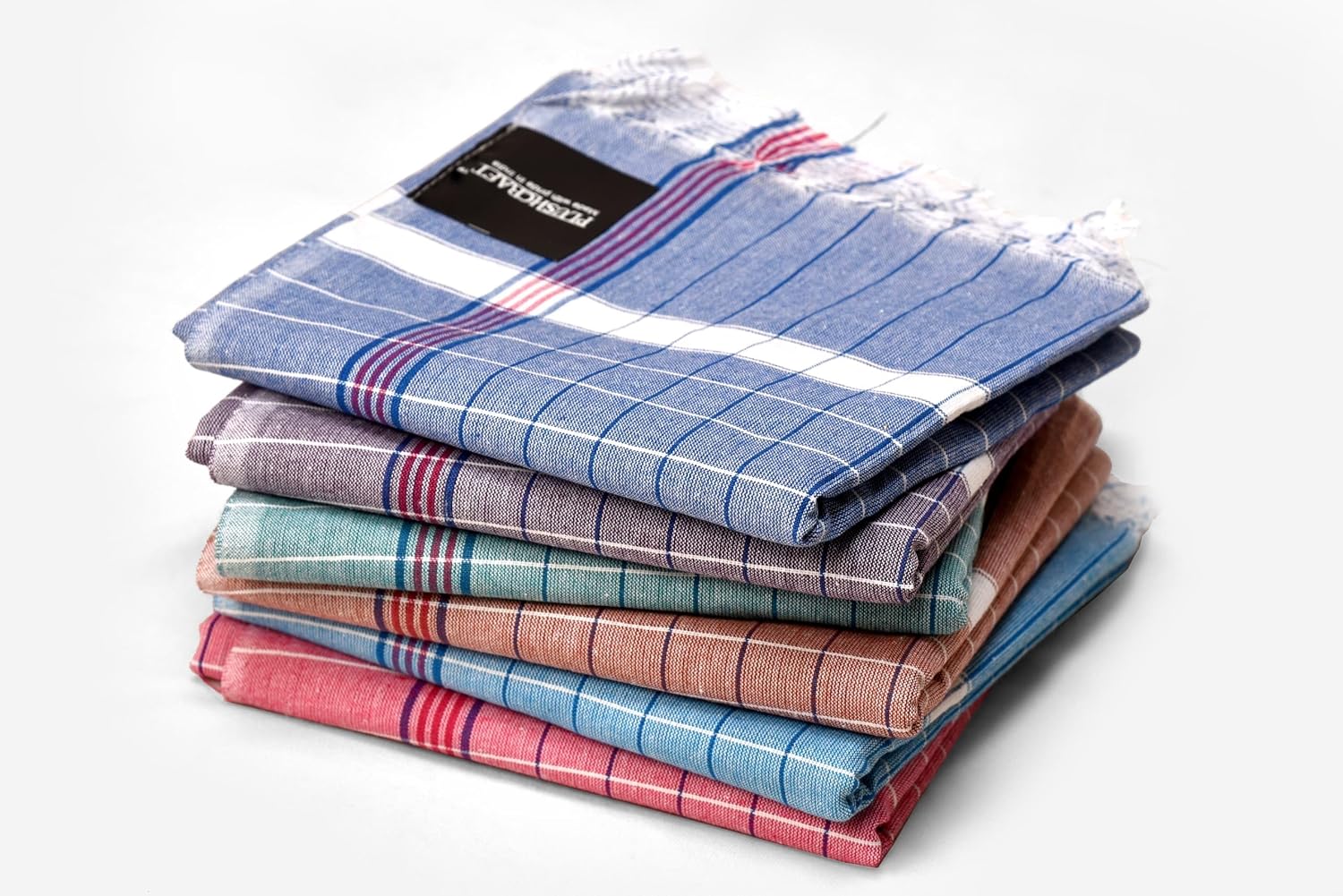 Plushcraft Cotton Bath Towel 480 Gsm | (Blue, Light Red, Green, Mud Colour, Sky Blue, Grey) Non-Terry, Ultra Absorbent Super Soft & Comfortable-Quick Drying Towel (Set Of 6)