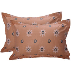 Bedsheet For King Size With 2 Pillow Cover - 108 X 108 Inches, Orange & Brown | Suitable For All Weather Season - 4 Pcs Bedding Set