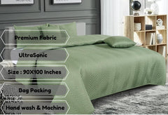 Luxurious Bedsheet For Double Bed With 2 Pillow Cover + 2 Cushion Cover - 90 X 100 Inches, Green | All Weather 5 Pcs Glace Cotton Ultrasonic TC - 280