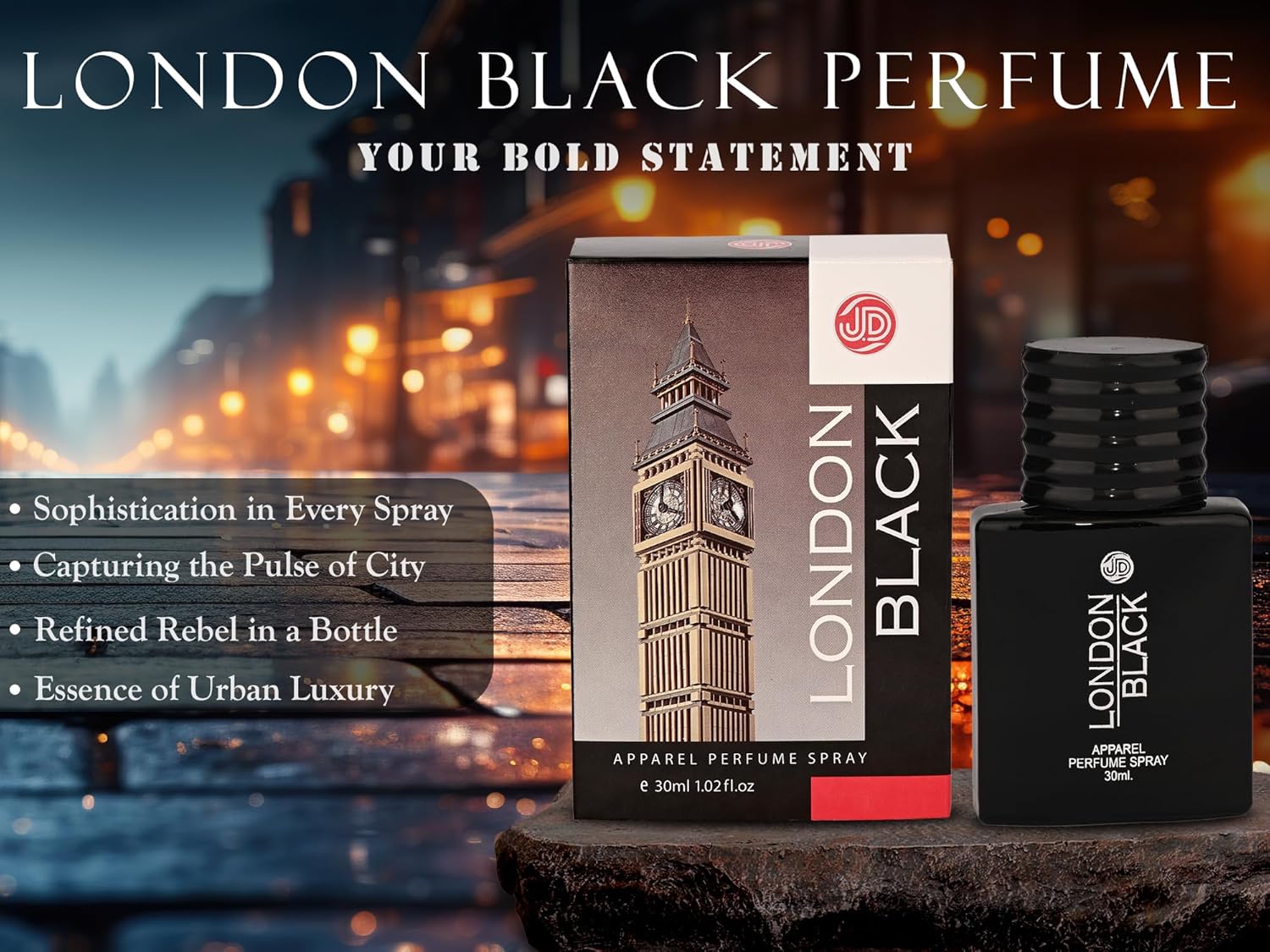 JD International London Black Apparel Unisex Perfume With Long Lasting Fragrance - 30ml, 1.02 Fl.oz. | Perfume For Men & Women