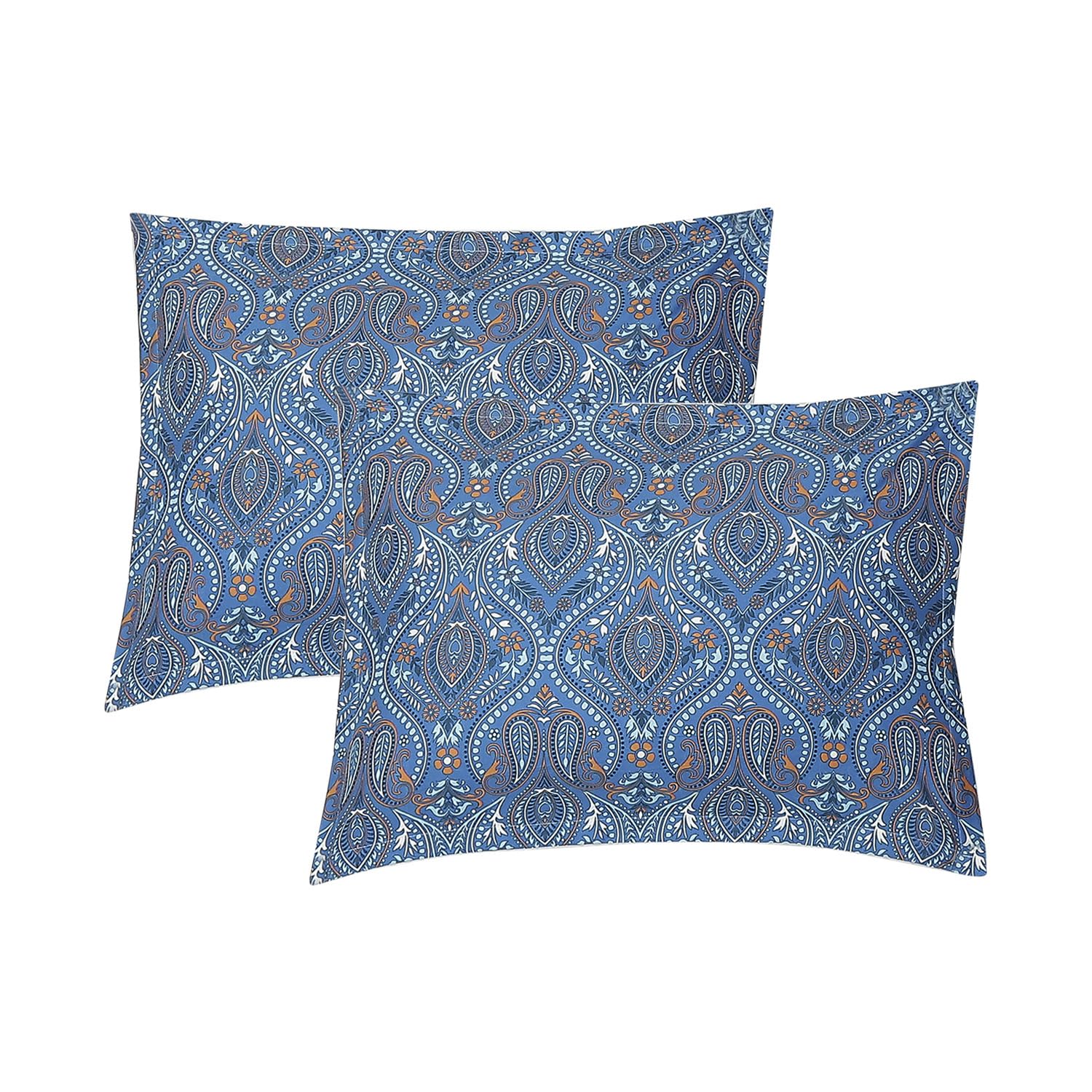 Cotton Rich Double Bedsheet With 2 Pillow Covers - 82 X 84 Inches, Blue & White | Skin Friendly Fabric For Everyday Comfort - Perfect Gifting For Wedding Anniversary