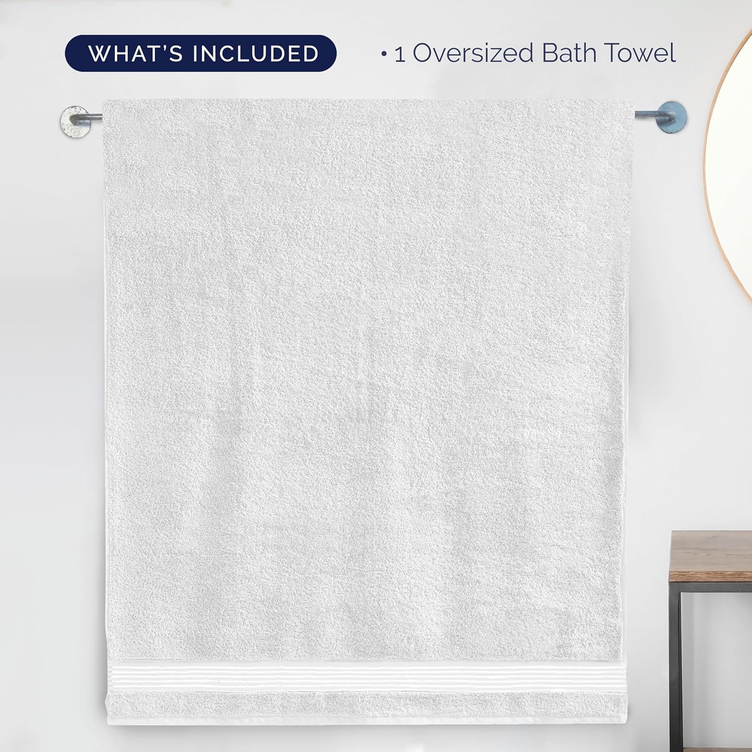 Tiqh 100% Organic Cotton Bath Towel 600 Gsm | Highly Absorbent & Quick Dry Extra Large Bath & Beach Jumbo Bath Sheet Oversized Bath Towel Extra Large (White)