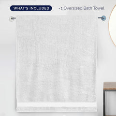 Tiqh 100% Organic Cotton Bath Towel 600 Gsm | Highly Absorbent & Quick Dry Extra Large Bath & Beach Jumbo Bath Sheet Oversized Bath Towel Extra Large (White)