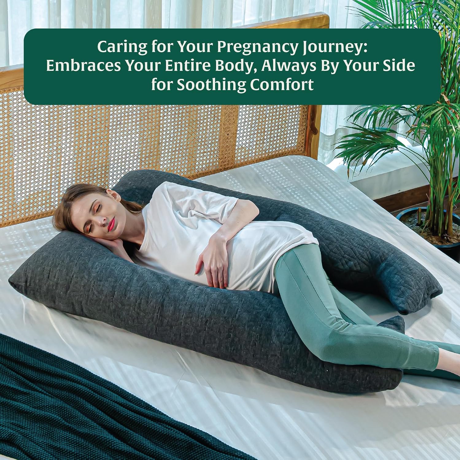 Full Body U Shaped Pregnancy Pillow For Pregnant Women, Belly Support Pillow, Grey | Maternity Pillow For Pregnancy Sleeping | Gift For Expectant Mother, Easy To Maintain, Washable Cover