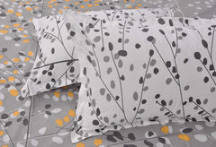 Bedsheet For Double Bed With 2 Pillow Covers | Soft, Lightweight & Breathable Cotton Bedsheet | Queen Size - 88 X 96 Inches, Grey & White