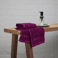 Welspun 100% Cotton Easy Care Hand Towel 400 Gsm | Quick Dry Ultra Soft Hand Towel (Dark Magenta) - Pack Of 2