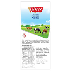 Organic Agmark Danedar Desi Ghee By Ksheer | Naturally Rich In Vitamin A & Protein Fiber Healthy Desi Ghee Perfect For Boost Energy | (1 Litr) 33.8 Ounce | Box Pack