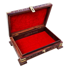 Wooden Om Box For Good Luck Jewellery Box, Decorative Case, Kit| Vanity, Organiser For Women, Necklaces, Cash, Gold 11 X 7 Homely Plain, Colour - Brown