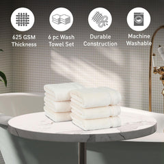 Mytrident Finesse 100% Cotton Face Towels 1200 Gsm (Linen) -6 Piece