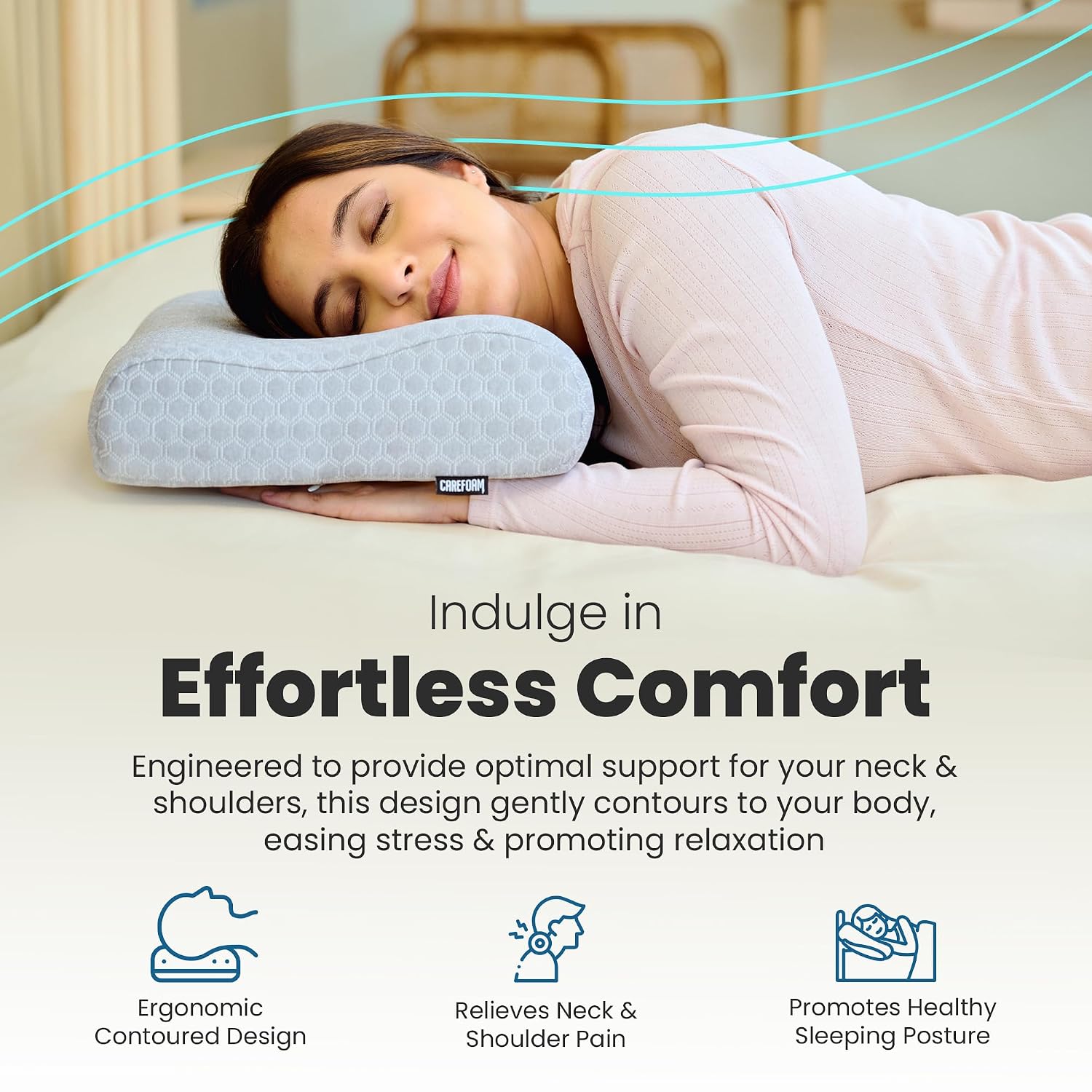 Cervical Pillow, Ventilated Cooling Gel Memory Foam Pillow, Grey - Medium Size | Orthopedic Pillow Neck Support Pillow For Sleeping, Neck & Shoulder Pain | Durable, Long Lasting - Pack Of 1