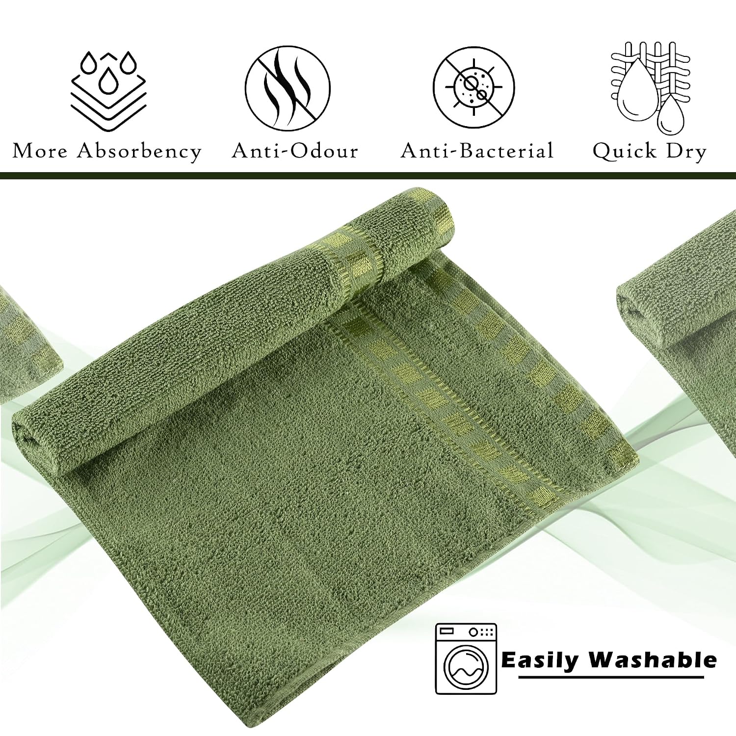 Kuber Industries Cotton Hand & Face Towels 200 Gsm | Easily Washable Workout Gym Napkins For Men - Green (Pack Of 5)
