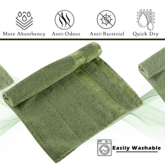 Heart Home Cotton Hand & Face Towels 1200 Gsm | For Men & Women Easily Washable Workout Gym Towel - Grey & Green (Pack Of 6)