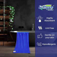 Softspun Microfiber Hair & Face Care Bath Towel 221 Gsm | Ultra Absorbent Super Soft & Comfortable Quick Drying For Men & Women Daily Use Large Size Towel (Blue)