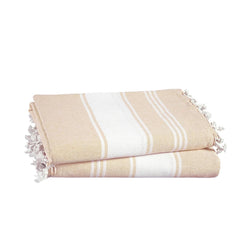 Lane Linen Oversized Beach Turkish Towel 699 Gsm | Lightweight Quick Dry Absorbent & Sand Proof Pool Towels - Beige (2 Pack)