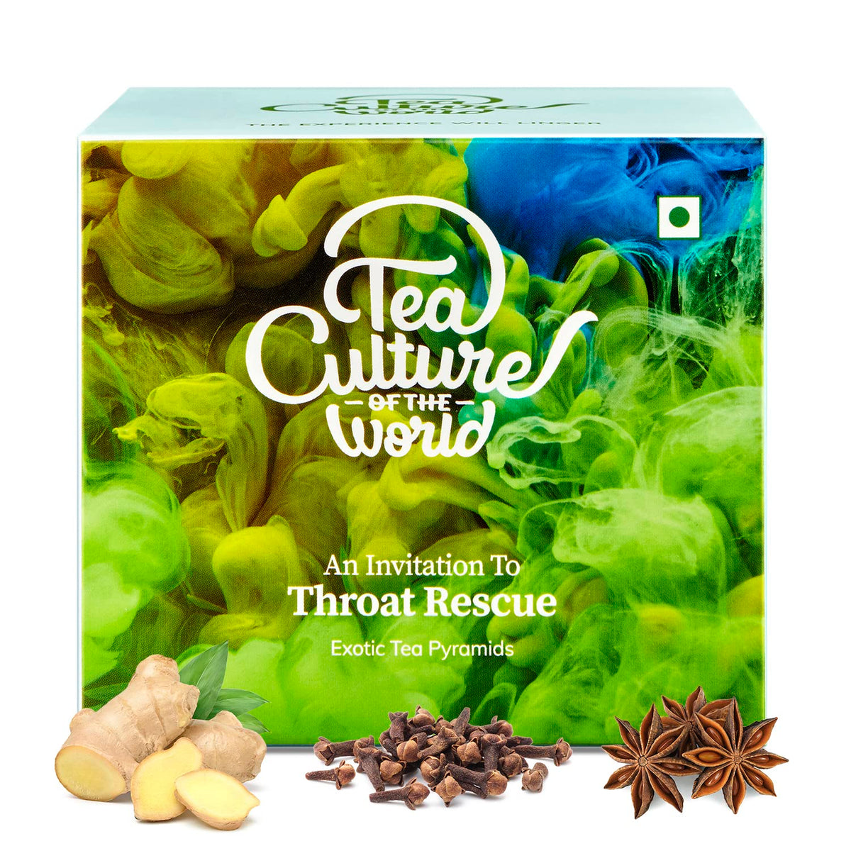 Tea Culture Of The World Throat Rescue Green Tea - 16 Tea Bags | Premium First Quality Green Teabags - Medium Caffeine