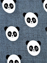 Single Bedsheet With One Matching Pillow Cover - 55 X 90 Inches, Grey | Microfiber Kids Panda Bedsheet | Normal Hand Wash Or Machine Wash