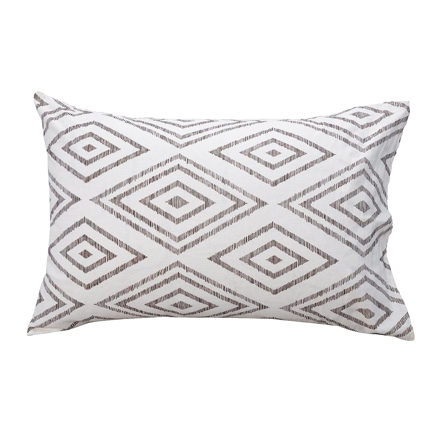 144 TC Bedsheet For Single Bed Cotton With Pillow Cover - 55 X 88 Inches, Taupe & White | Soft & Breathable Premium Printed Design Bedsheet