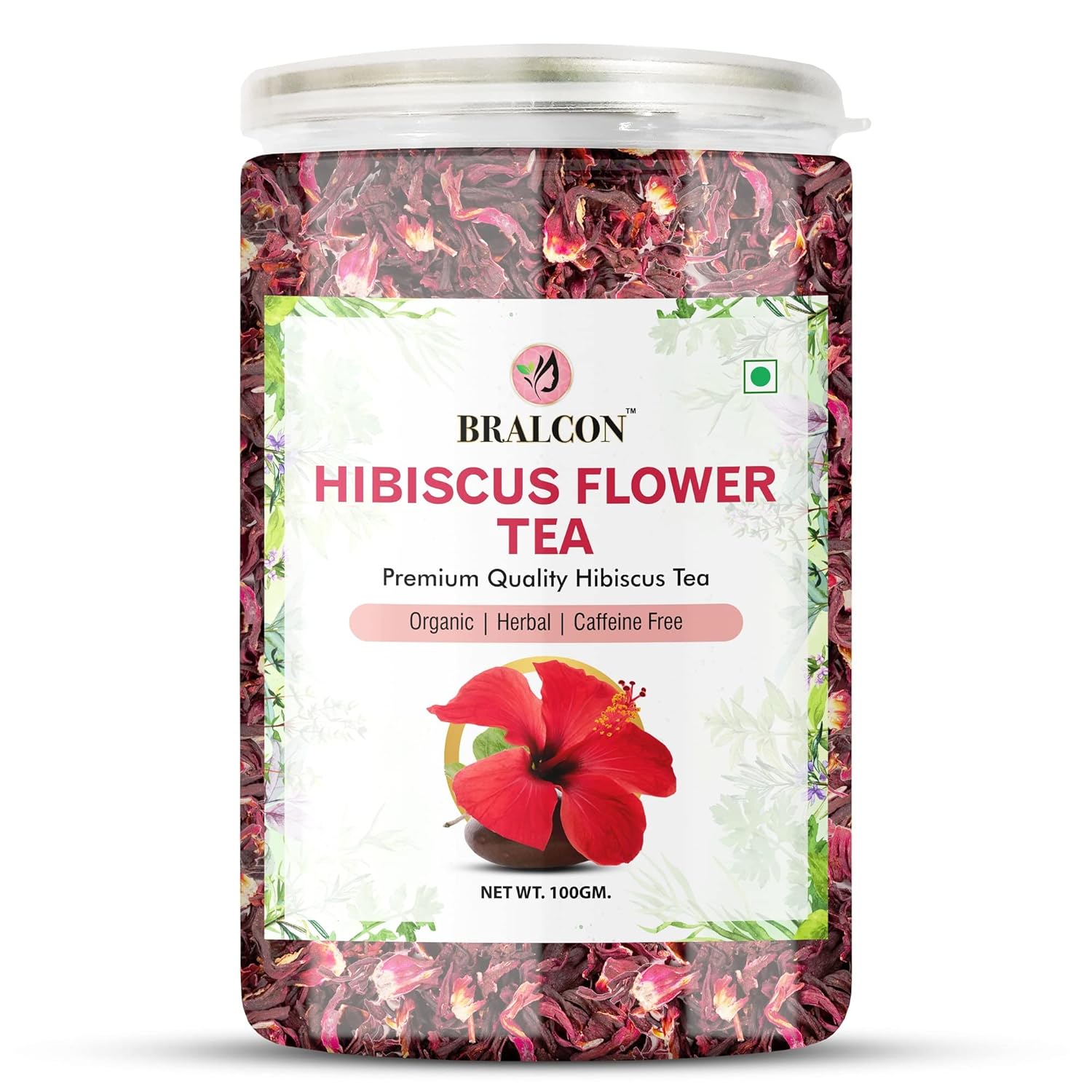 Bralcon Organic Herbal Tea Combo Pack Of 4 X 100gm, 3.5 Ounce Each - Hibiscus Flower+ Chamomile Flower+ Lemongrass+ Butterfly Pea Flower Tea | Rich In Antioxidants, Caffeine Free