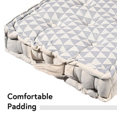 Cotton Chair Cushions Pillow For Sitting, Back Rest, Triangular Print - Grey | Chair Pad For Office Work & Posture Support | Furniture Cushion, Lightweight & Long Lasting - Pack Of 3