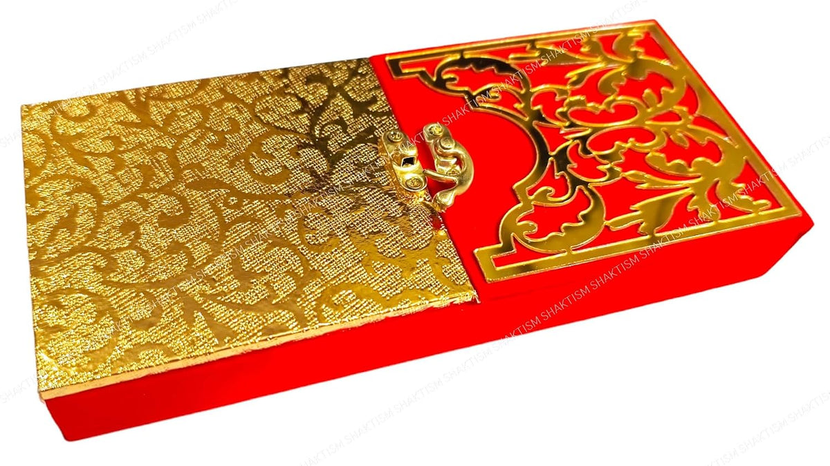 Wood Decorative And Attractive Box Cash Box, Shagun Jewellery Money Envelop Wedding, Gift Bangel Pack Of 1, Colour - Red