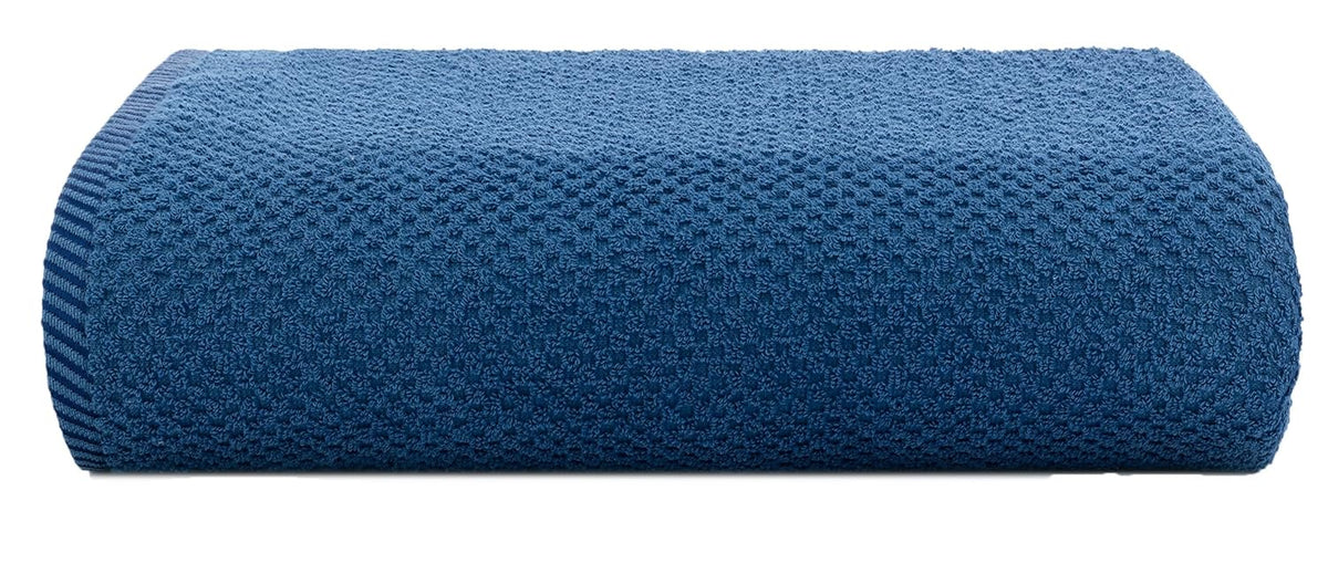 Casa Copenhagen Egyptian Cotton Waffle Large Size Bath Towel 500 Gsm (Navy Blue)