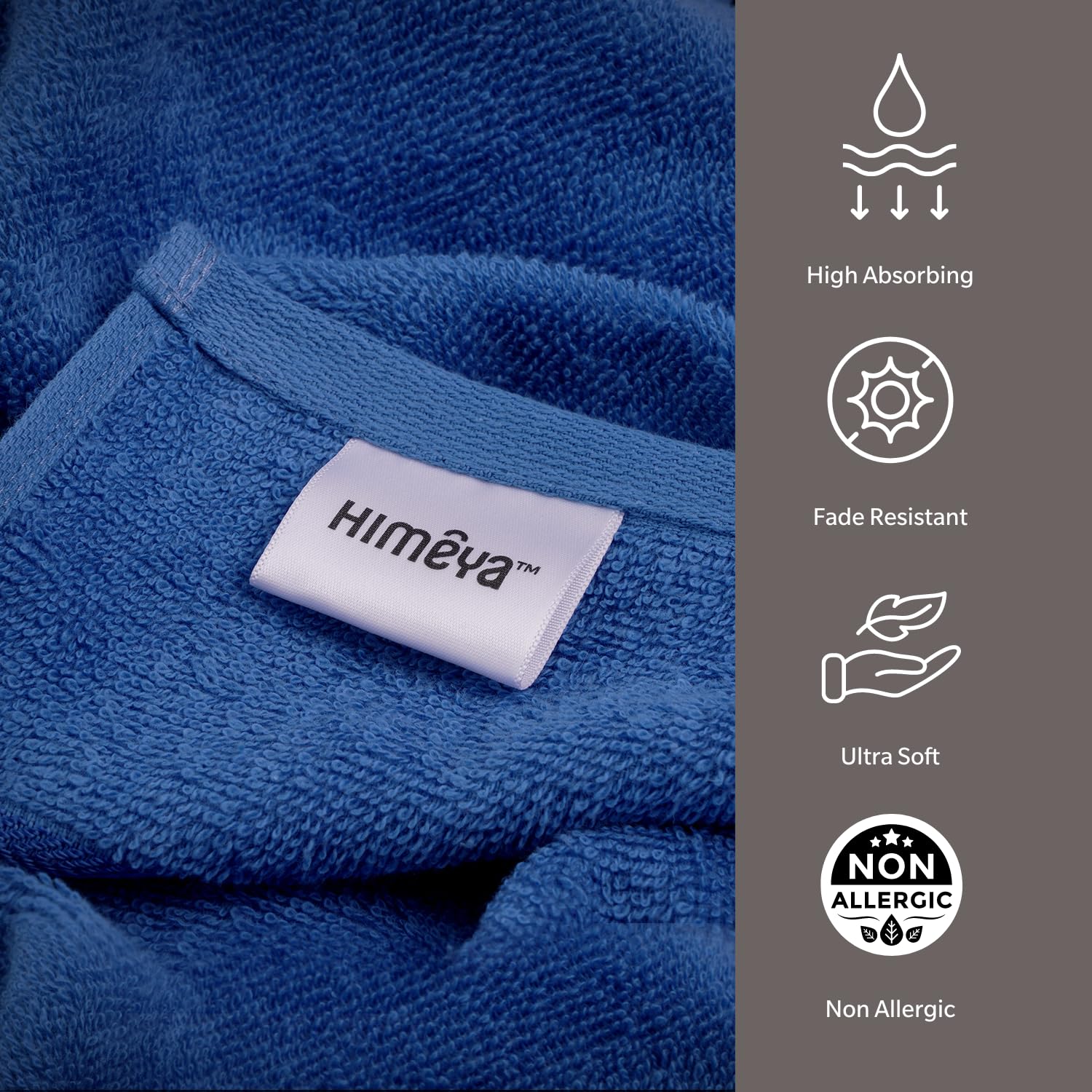 Himêya 100% Cotton Bath Towels 380 Gsm | Large Size Bath Towel For Men & Women (Iris Blue)
