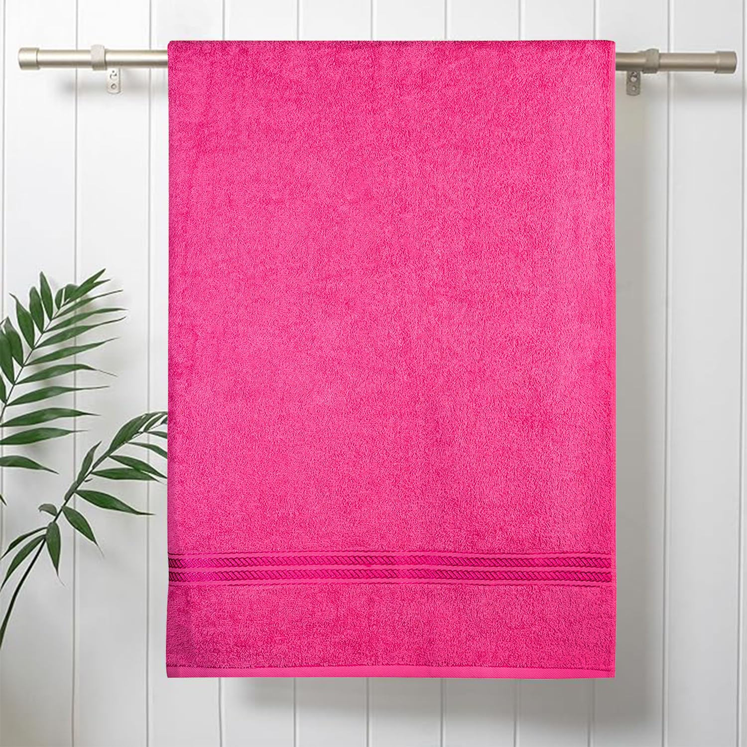 Comforic 100% Cotton Bath Towels 600 Gsm | Large Size Bath Towel For Men & Women Quick Dry, Super Soft & Absorbent Gym Towel, Travel Towel (Watermelon & Magenta Pink)- Pack Of 2