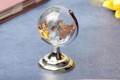 Crystal Globe With Silver Stand For Positive Energy, Vastu Remedy & Prosperity For Office Home Study Table Ornament, For Kids, Students & Adult (Silver, Medium) Pack Of 1