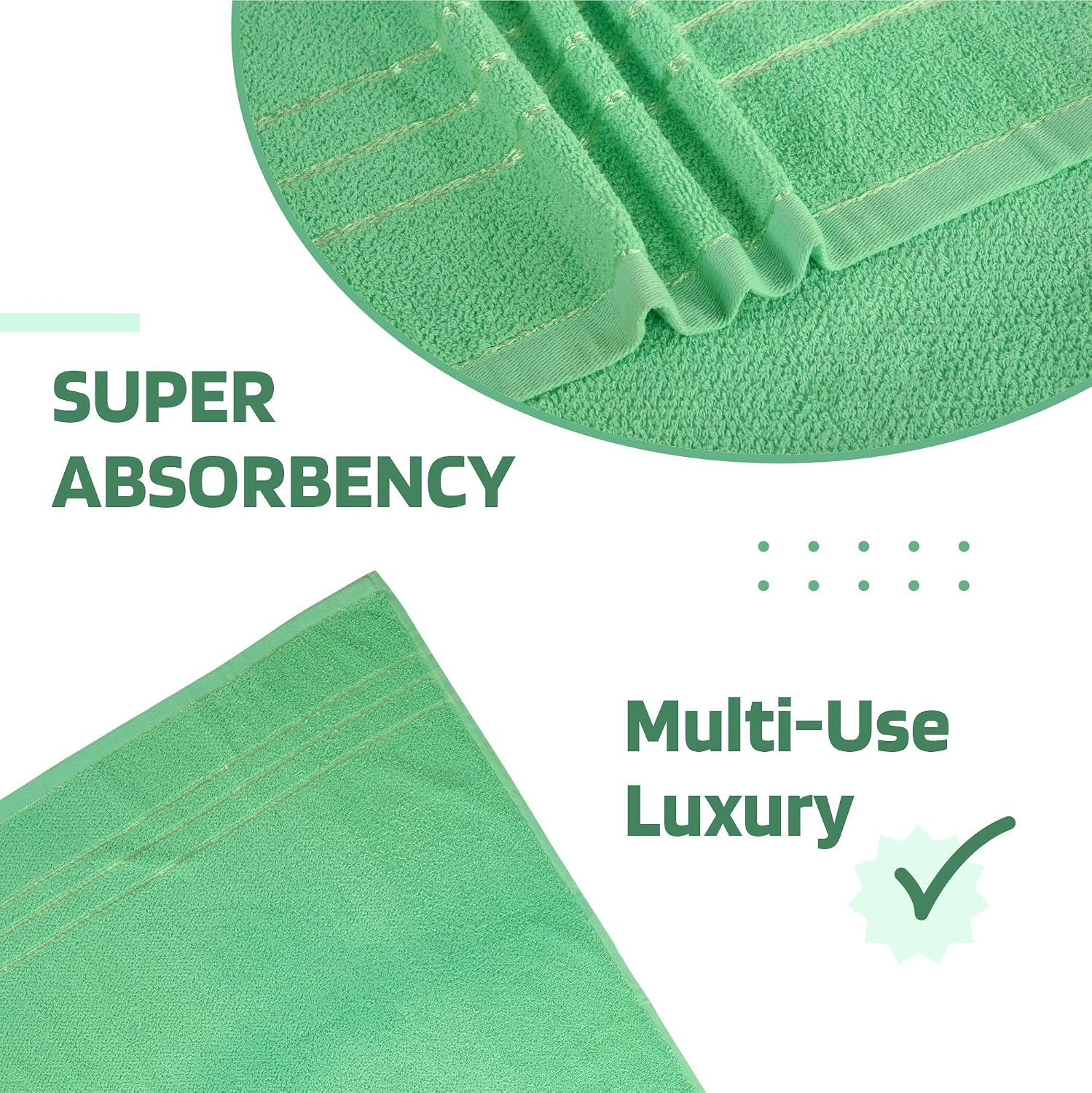 Kuber Industries Bath Towel 1350 Gsm | Towel For Bath, Gym, Travel & Beach | Plain Lining (Green)- Pack Of 3