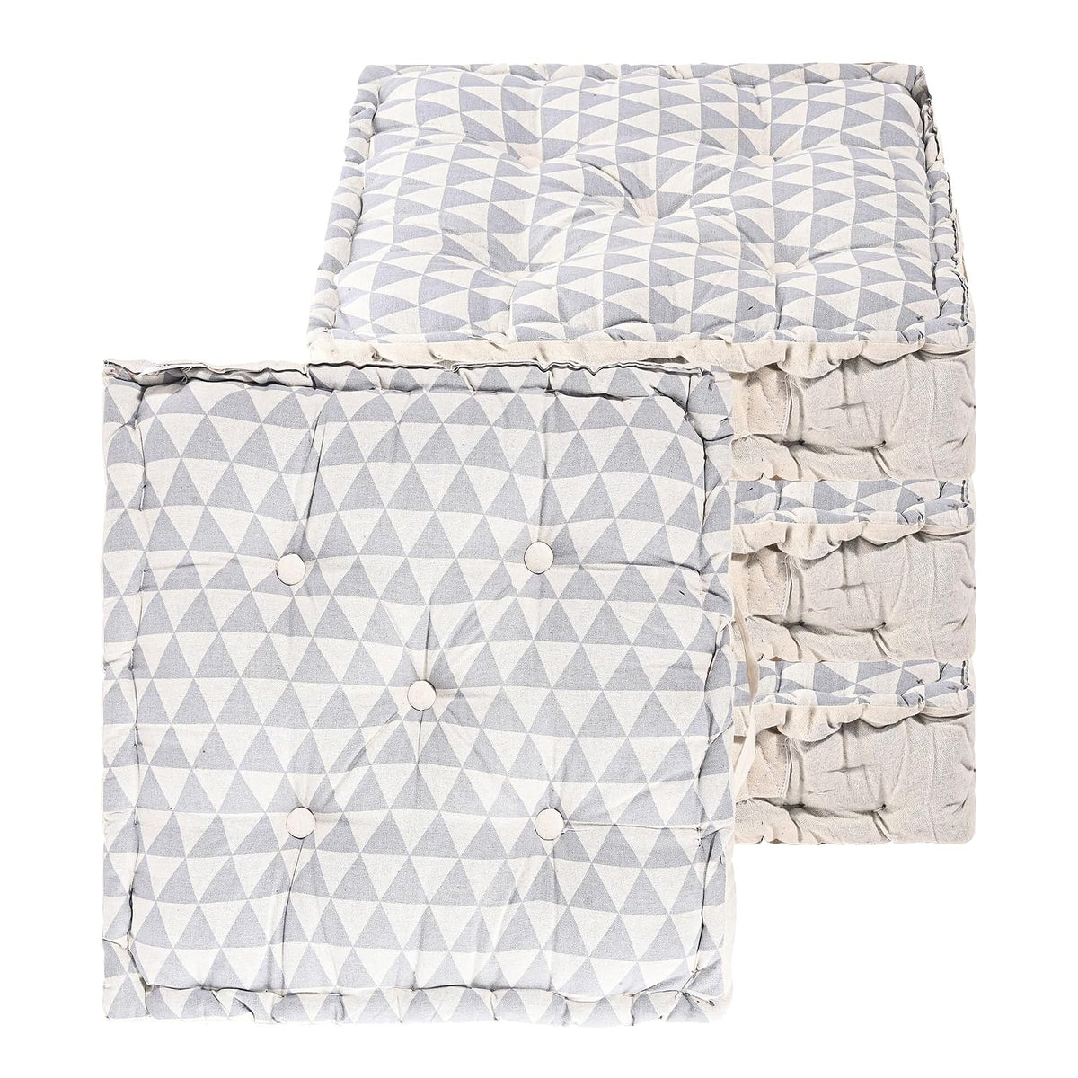 Soft & Comfortable Cotton Chair Cushion Pillow For Sitting, Triangular Print - Grey | Pillow For Office Work & Posture Support | Sitting Cushion & Back Rest For Chair | Pain Relief - Pack Of 4