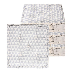 Soft & Comfortable Cotton Chair Cushion Pillow For Sitting, Triangular Print - Grey | Pillow For Office Work & Posture Support | Sitting Cushion & Back Rest For Chair | Pain Relief - Pack Of 4