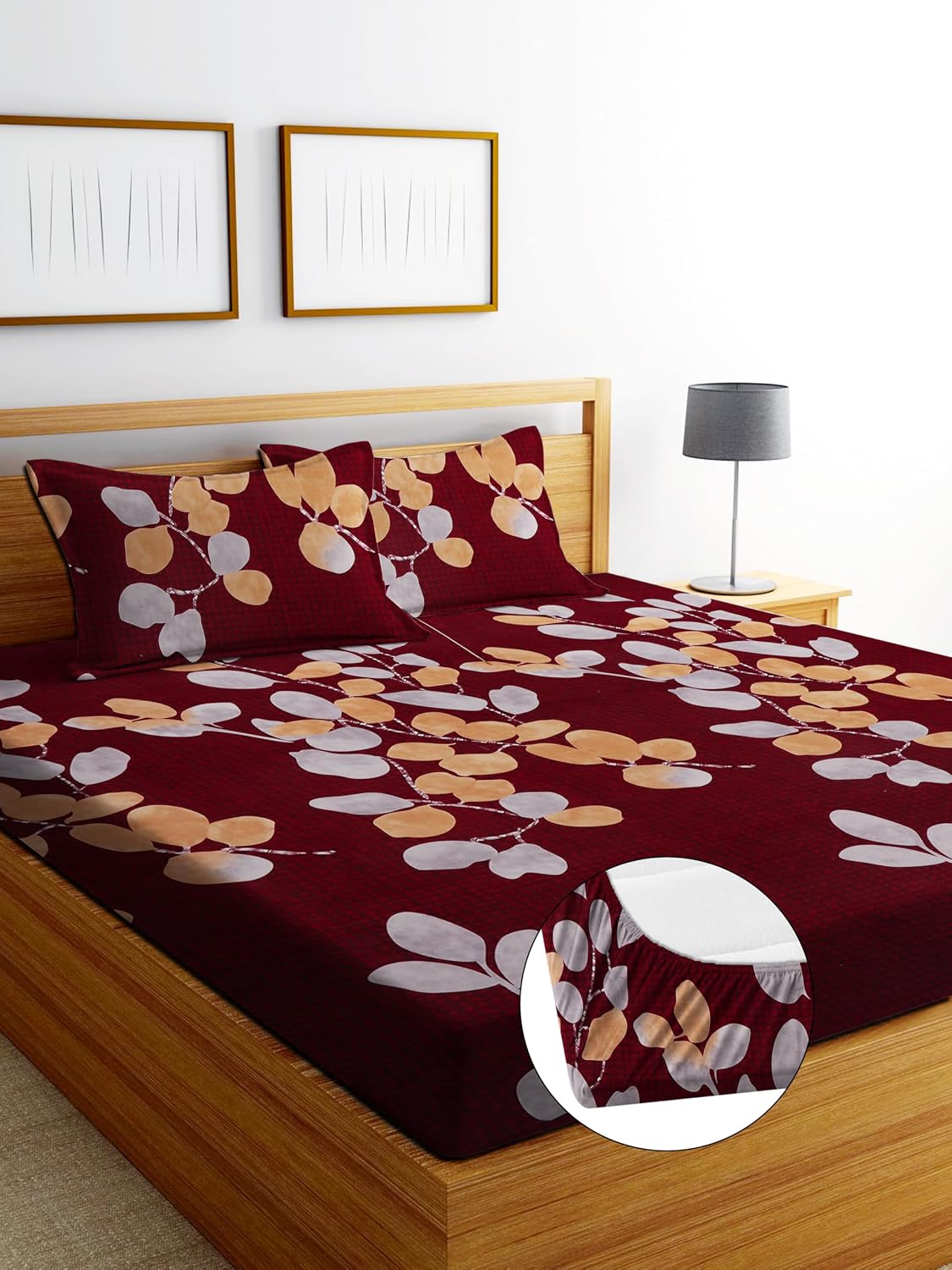 1 Bedsheet King Size 2 Matching Pillow Covers - 72 X 780 Inches, Maroon | All Around Elastic Soft & Durable Bedding For Bedroom - Lightweight Perfect For All Seasons