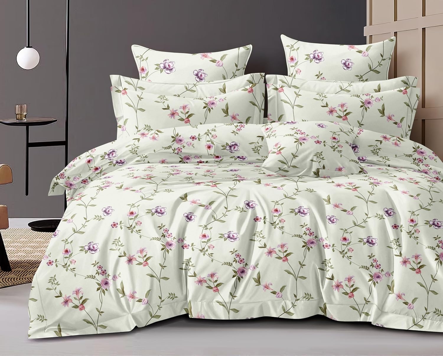Super Soft Cotton King Size Bedsheet With 2 Pillow Cover + Comforter - 72 X 78 Inches, Multicolor | All Around Elastic Fitted | Skin Friendly & Long Lasting