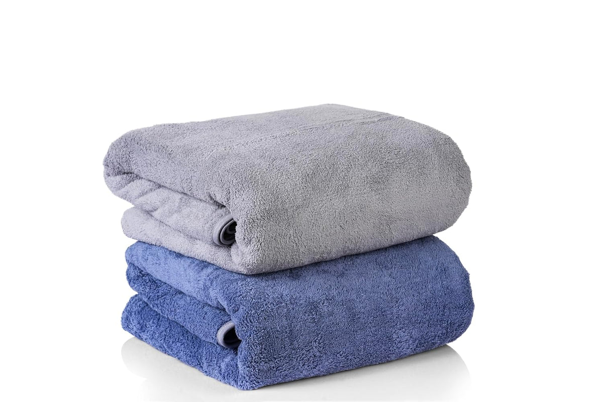 Sellsworld Microfiber Large Bath Towel 600 Gsm | Quick Dry Super Absorbent Bath Towel For Men & Women | Towel For Bath, Travel, Gym, Beach, Pool & Yoga (Blue & Grey)