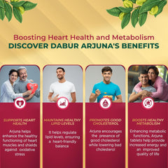 Dabur Arjuna Tablets Promotes Heart Health, Manages Cholesterol Level, Promotes Healthy Metabolism | 60 Tablets 100gm 0.2lbs