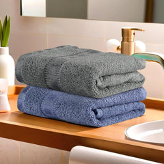 Kuber Industries Cotton Hand/Face Towels For Men & Women 400 Gsm | Easily Washable Workout Gym Napkins For Men - Dark Blue & Grey (Pack Of 2)