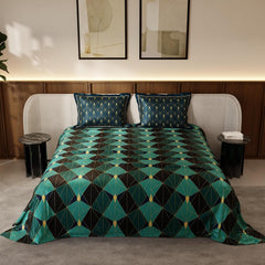 Satin Bedsheet King Size Bed With 2 Pillow Covers | 90 X 108 Inches, Green & Black | Premium Bedding Set, Gifts For Couples, Wedding, Anniversary