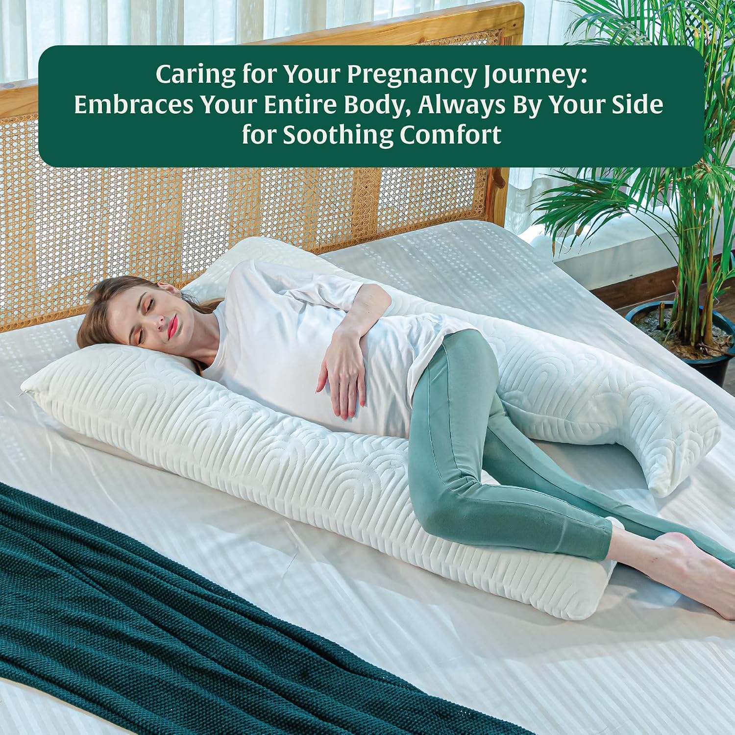 Full Body U Shaped Pregnancy Pillow For Pregnant Women, Belly Support Pillow, White | Maternity Pillow For Pregnancy Sleeping | Gift For Expectant Mother, Easy To Maintain, Washable Cover