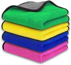 Outlay Home Thick Lint & Streak-Free Multipurpose Cloths Automotive Microfibre Towels 800 Gsm For Car, Bike Cleaning Polishing Washing & Detailing - 4 Pieces