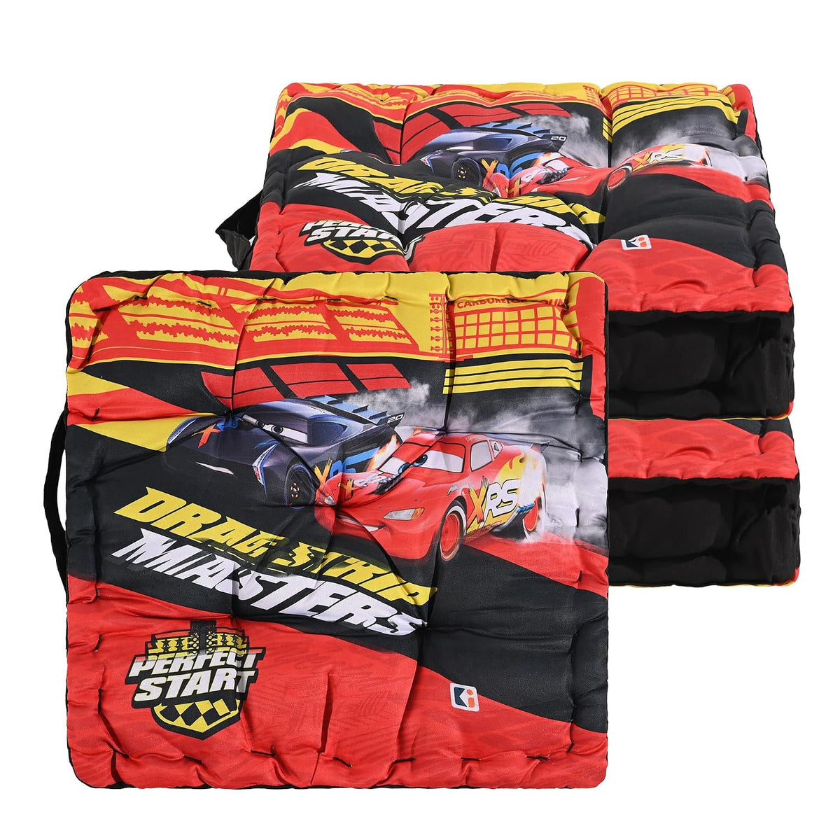Cotton Chair Cushions Pillow For Sitting, Back Rest, Disney Car - Red & Black | Chair Pad For Office Work & Posture Support | Lightweight & Portable, Durable & Long Lasting - Pack Of 3