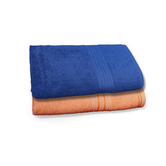 Dreamscape 100% Cotton Bath Towel 1100 Gsm - Set Of 2 (Blue & Light Orange)