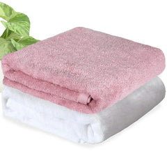 Heelium Bamboo Bath Towel | Lightweight & Quick Drying | Ultra Absorbent Towel 400 Gsm | Pack Of 2 - Peach, White