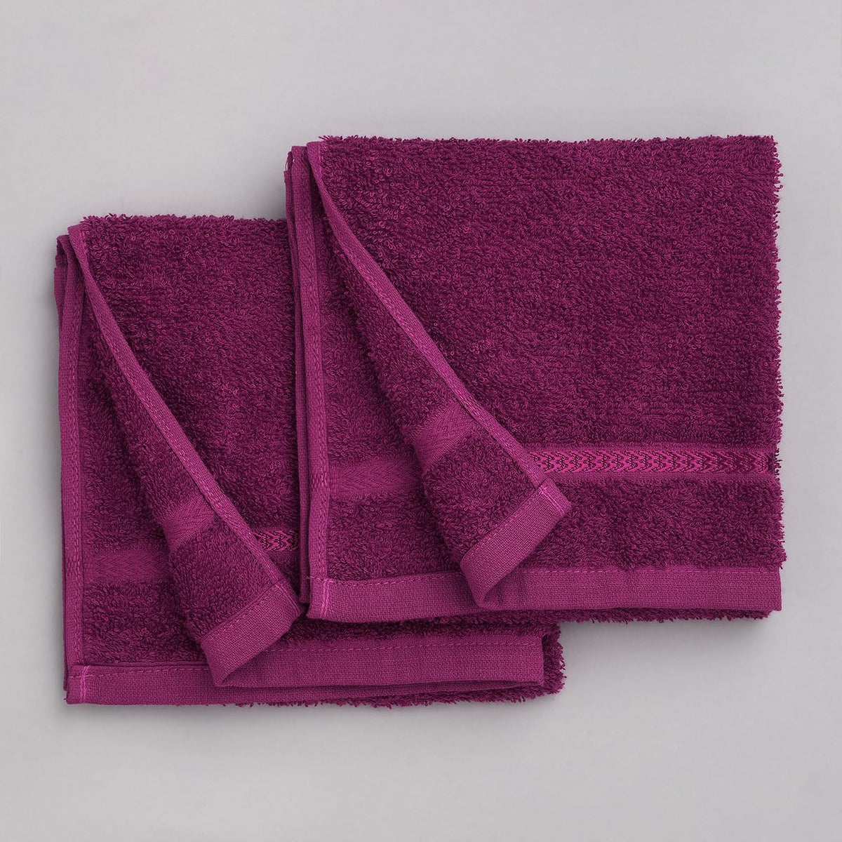 Welspun 100% Cotton Easy Care Hand Towel 400 Gsm | Quick Dry Ultra Soft Hand Towel (Dark Magenta) - Pack Of 2