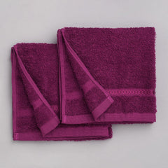 Welspun 100% Cotton Easy Care Hand Towel 400 Gsm | Quick Dry Ultra Soft Hand Towel (Dark Magenta) - Pack Of 2